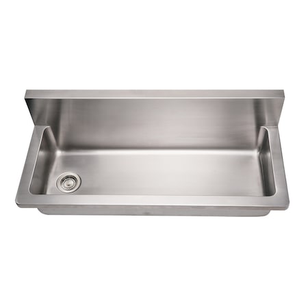 Whitehaus Brushed SS Commercial Sgl Bowl Wall Mount Utility Sink, Brushed SS WHNCMB4413